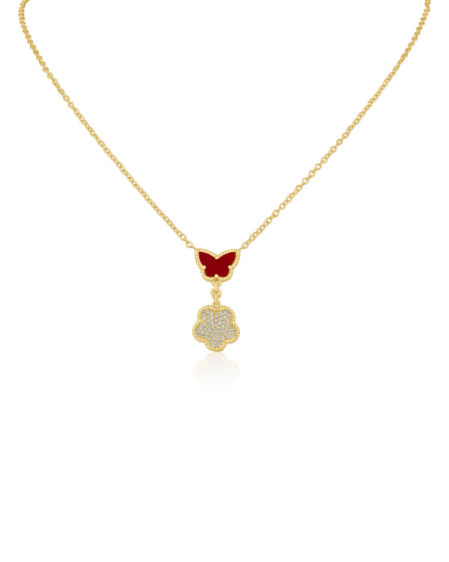 Butterfly and Clover Pendant Necklace