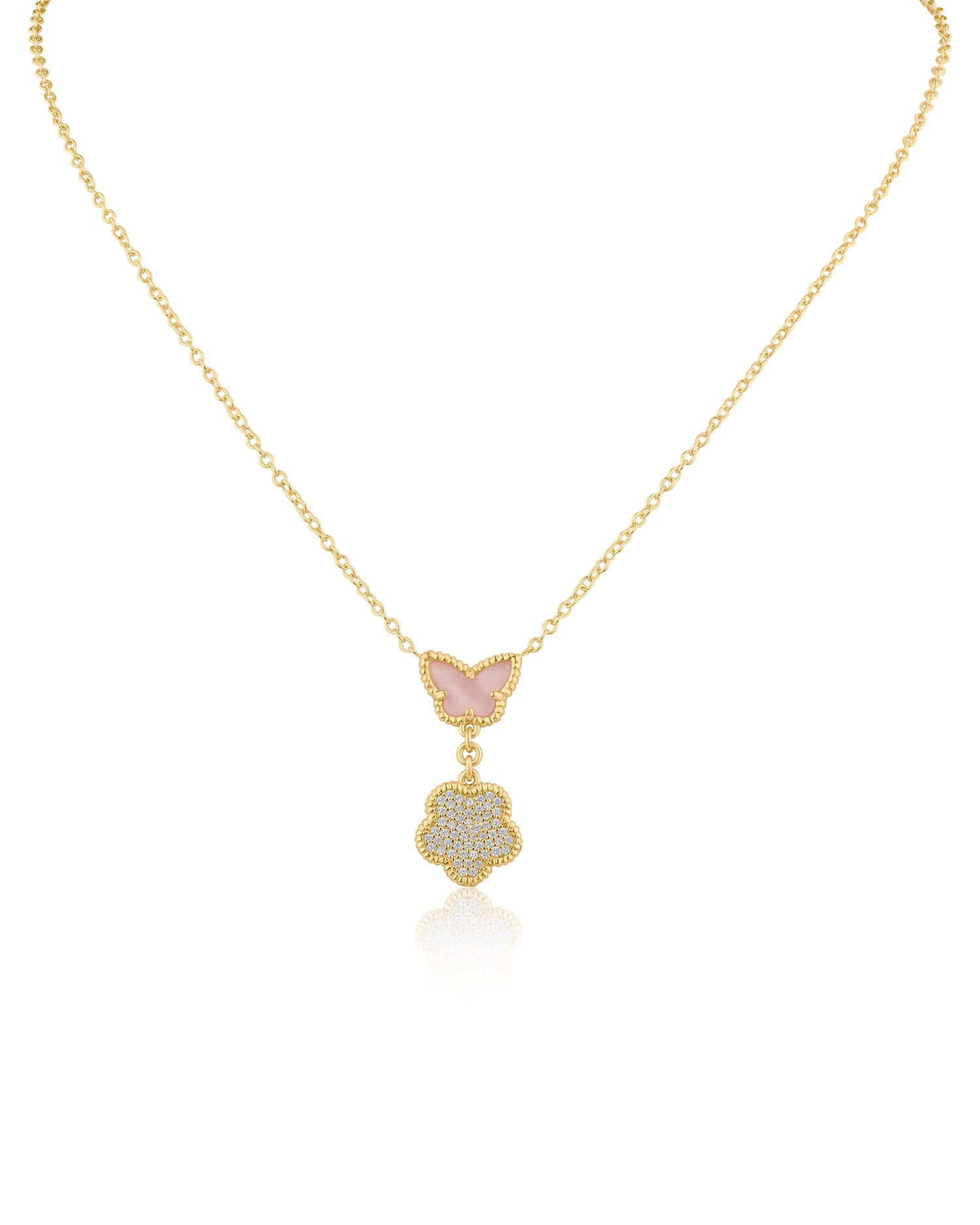 Butterfly and Clover Pendant Necklace