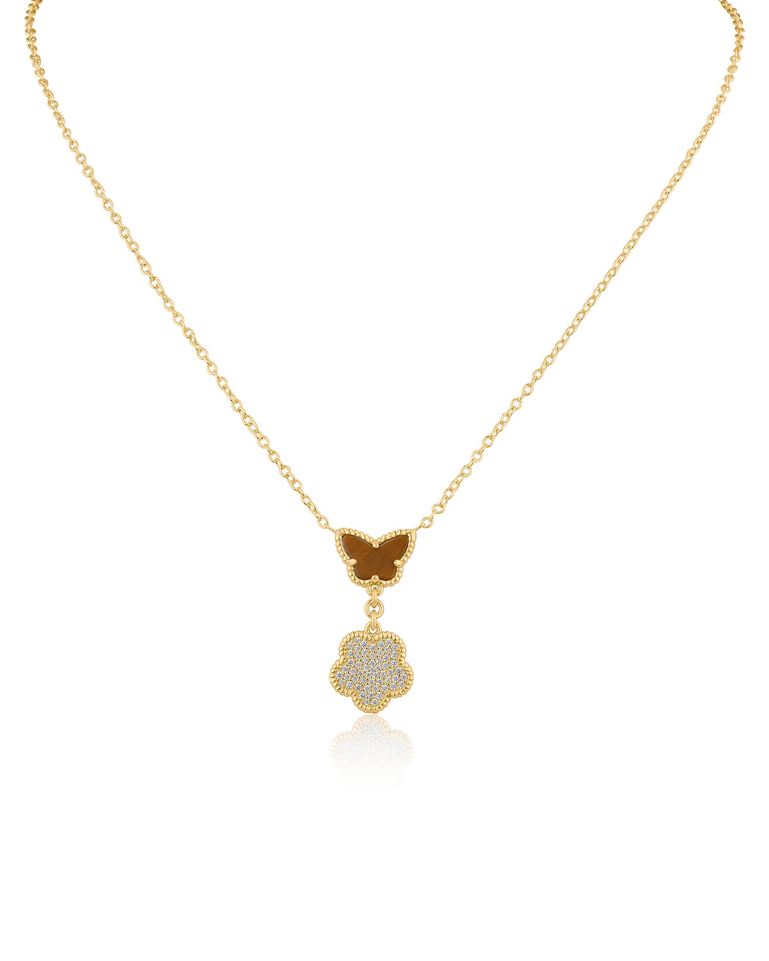 Butterfly and Clover Pendant Necklace