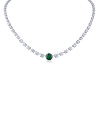 Round CZ and Emerald Necklace