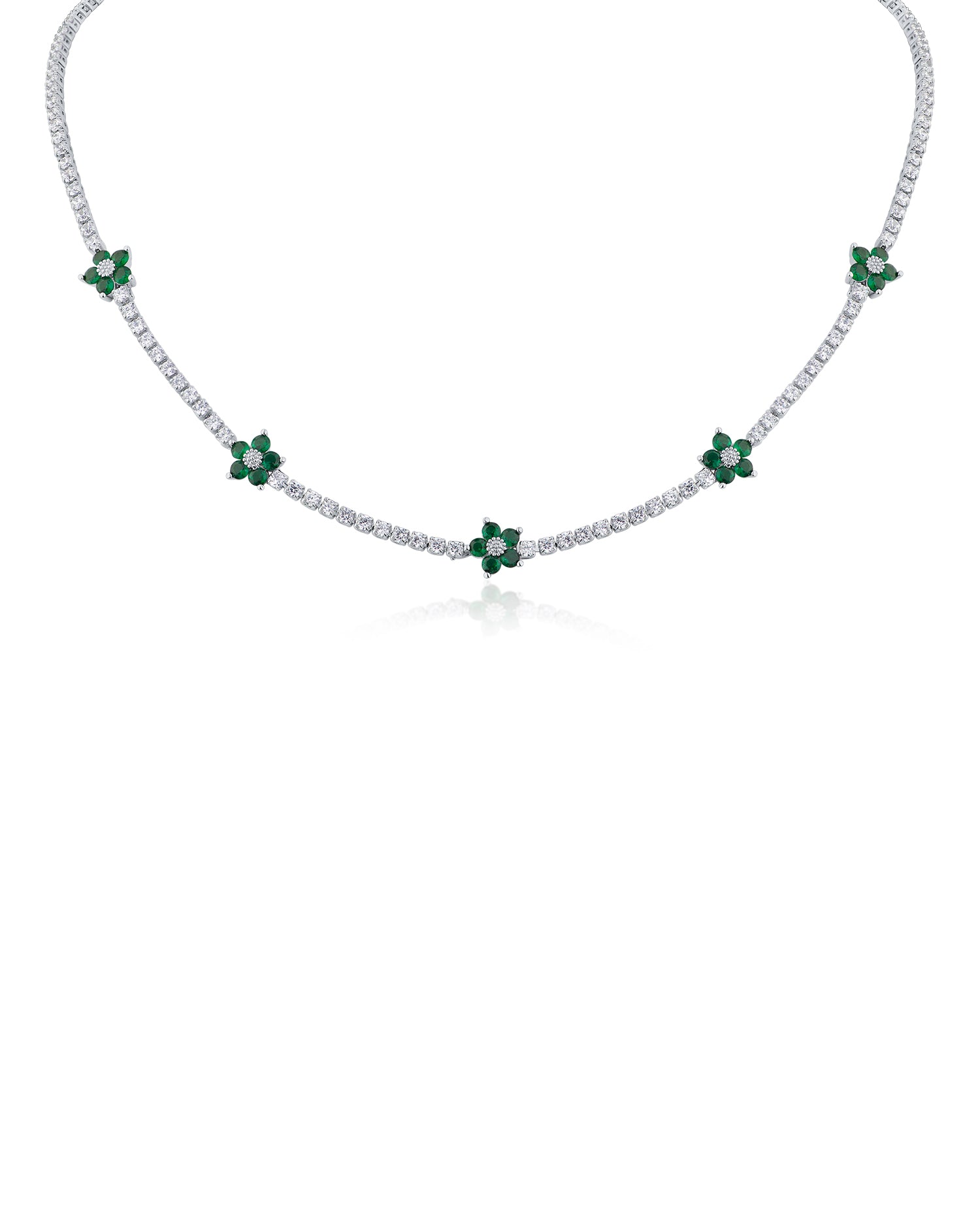 Floral CZ Tennis Necklace