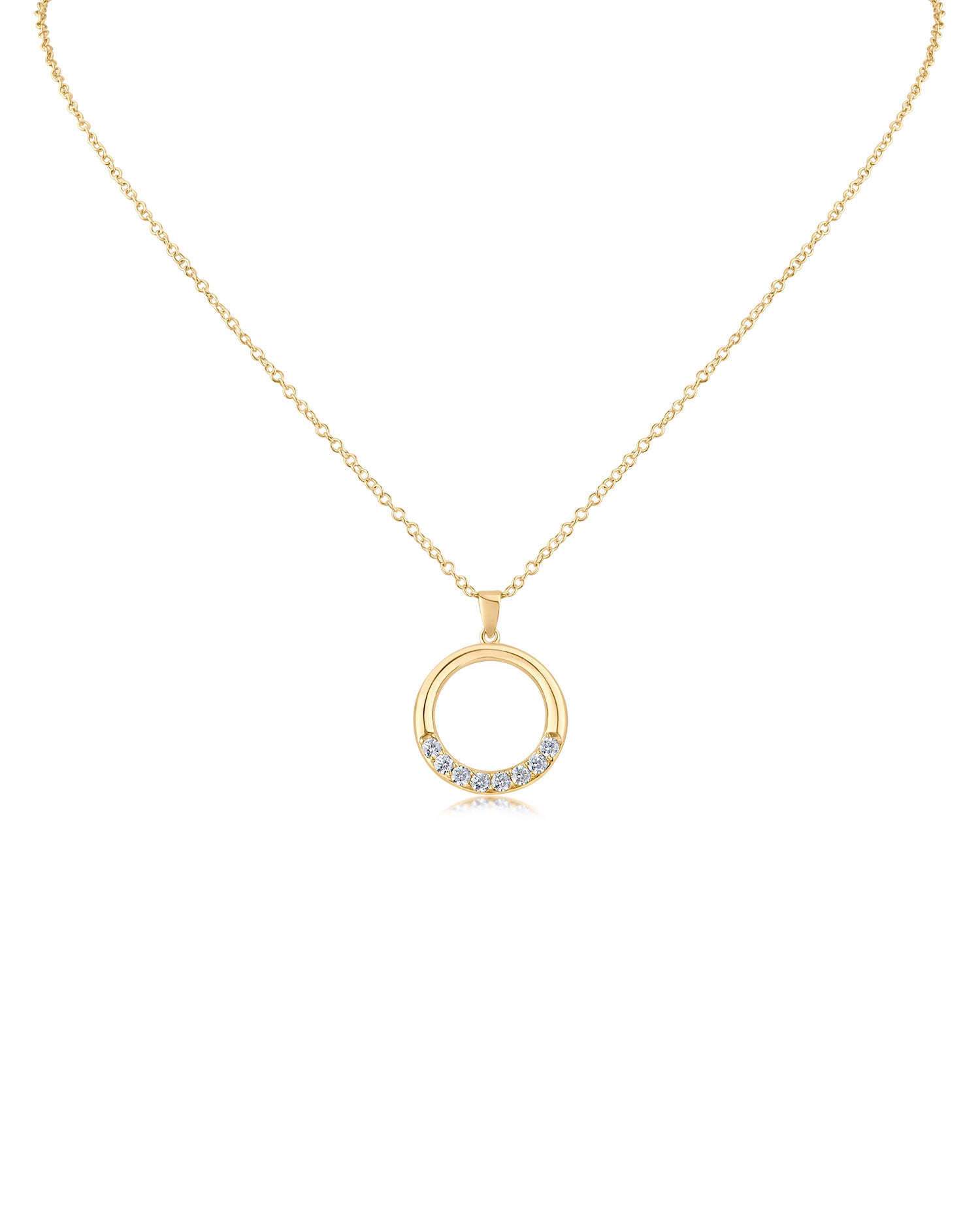Modern Circle CZ Pendant Necklace