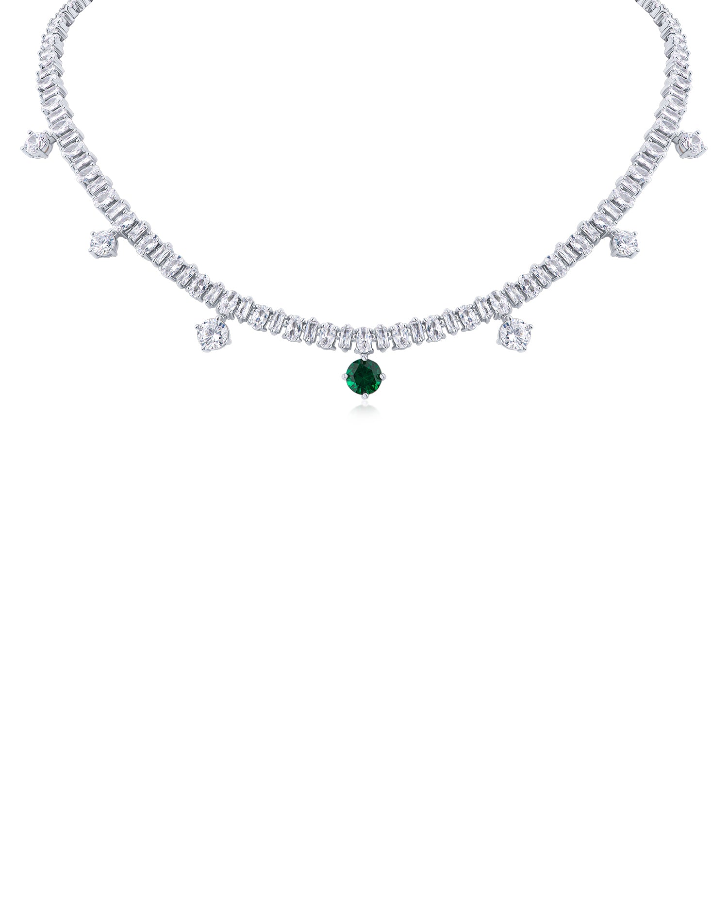 Emerald Drop CZ Tennis Necklace
