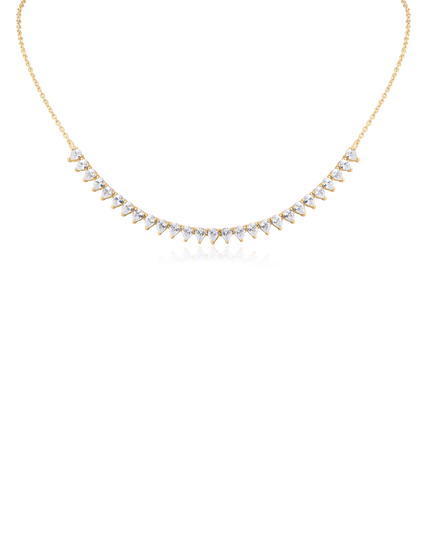 Pear CZ Half Tennis Necklace