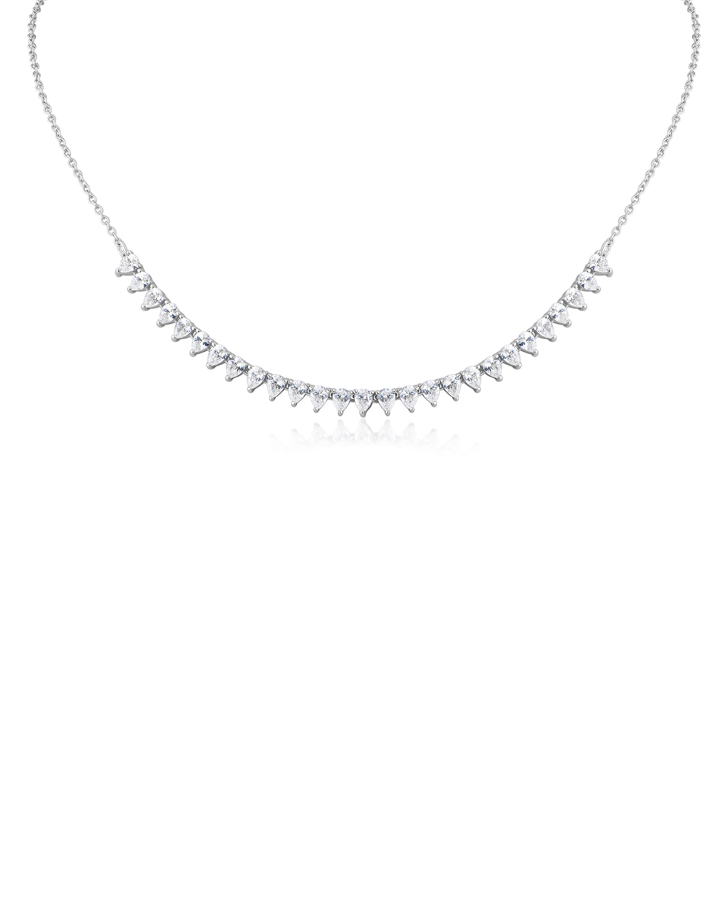 Pear CZ Half Tennis Necklace