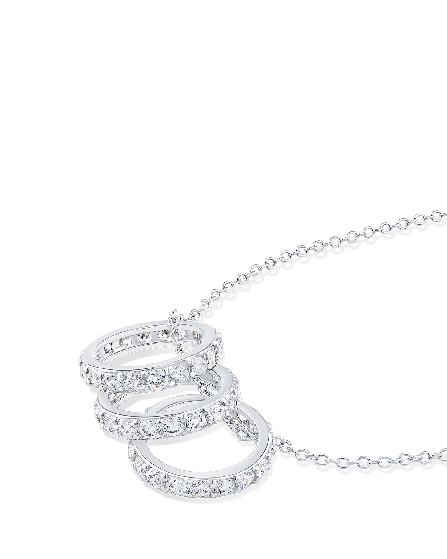 Pavé Triple Ring Pendant Necklace