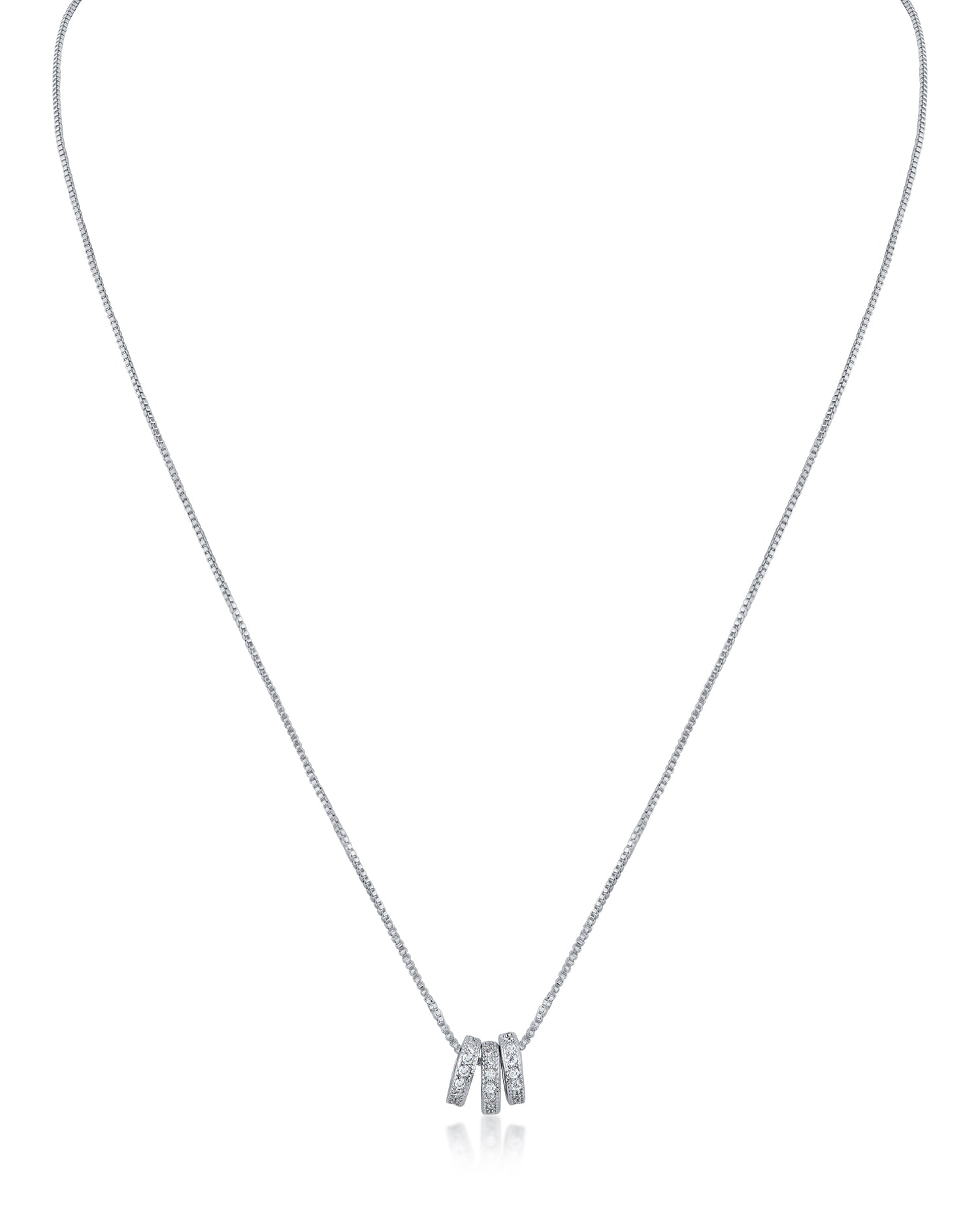 Pave Triple Ring Pendant Necklace