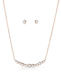 Bezel Set Bar Necklace and Stud Set