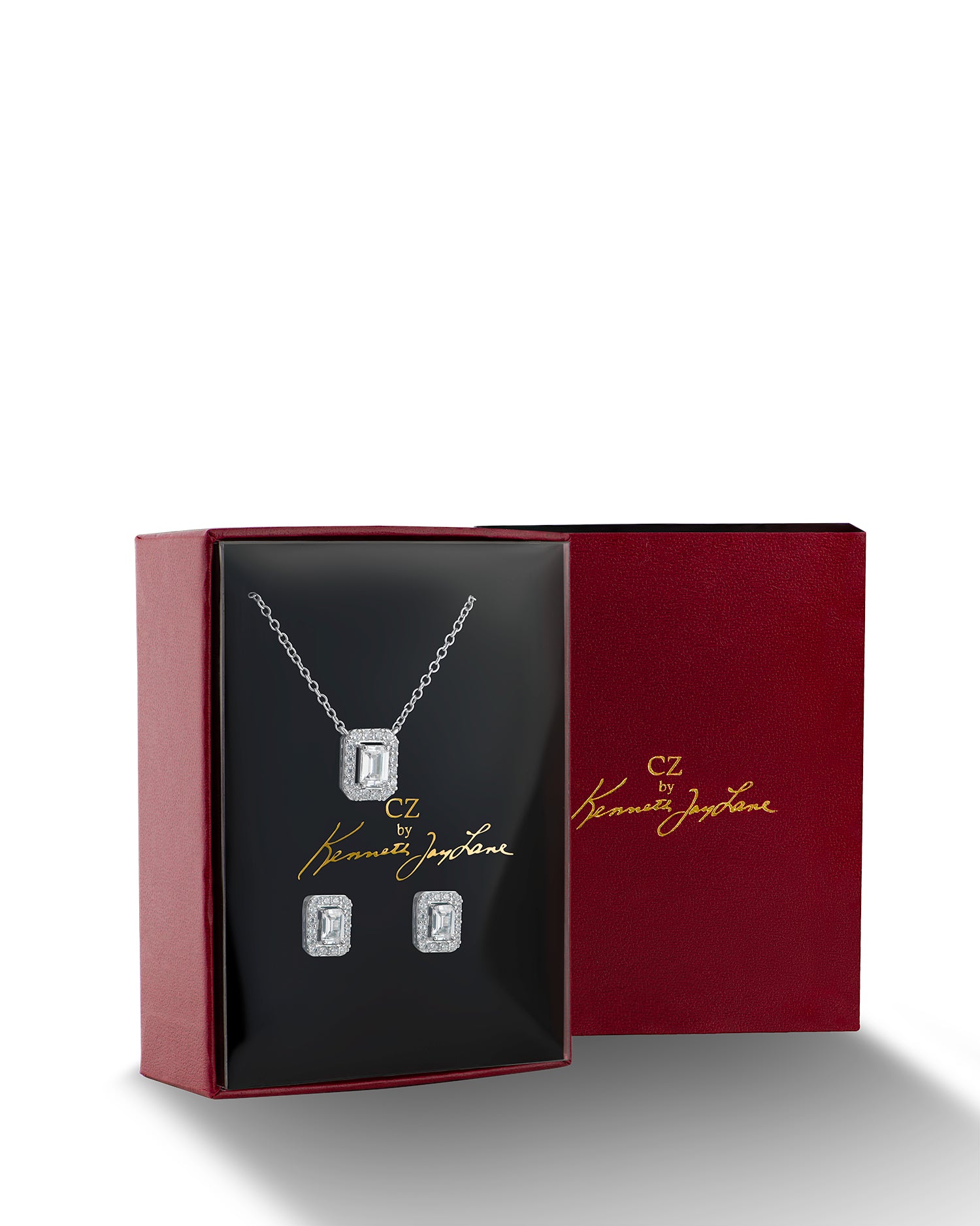 Emerald CZ Pendant and Stud Set