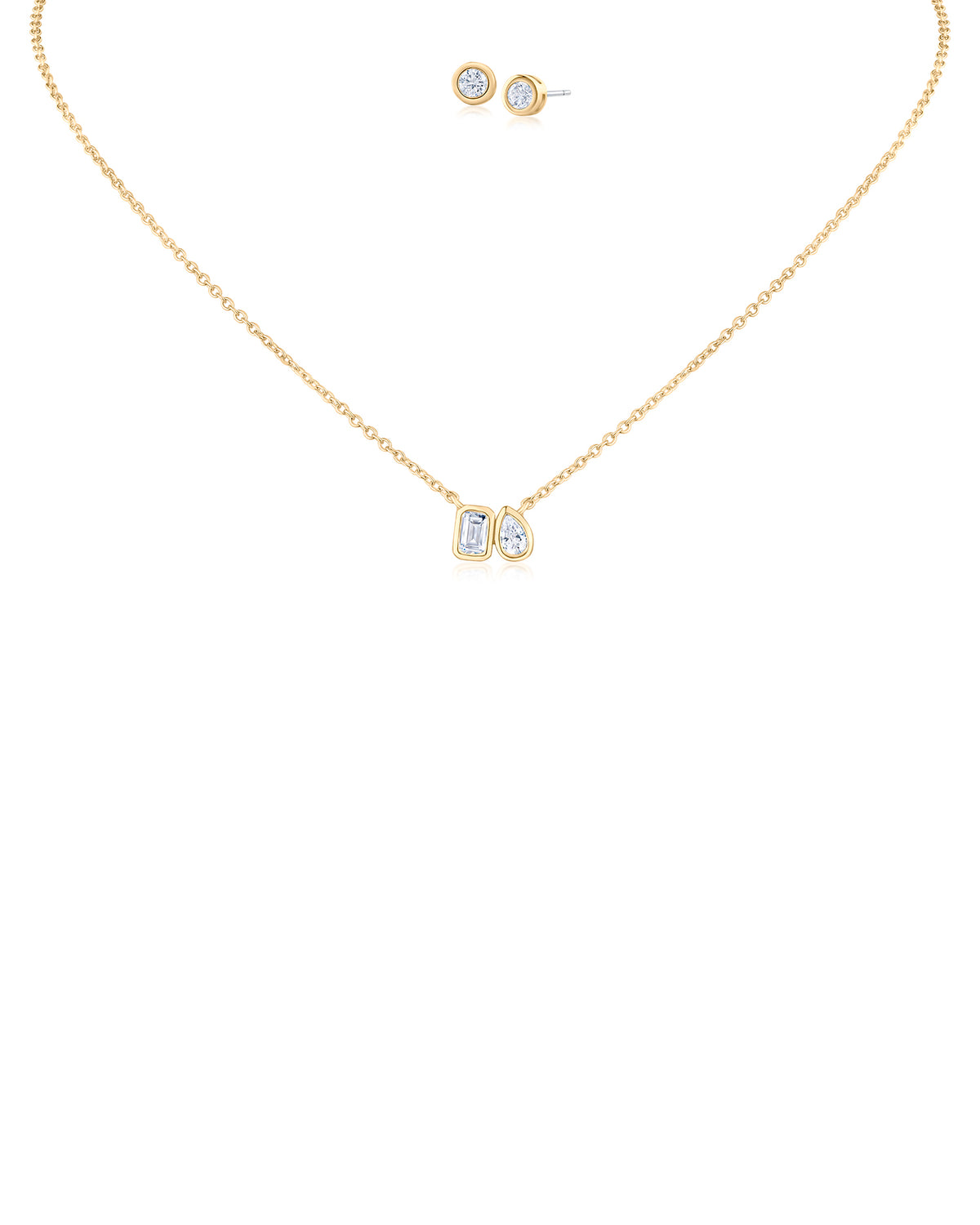 Bezel Set CZ Pendant & Earring Set