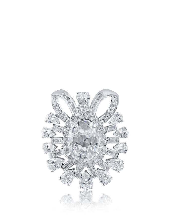 Oval CZ Bow Brooch