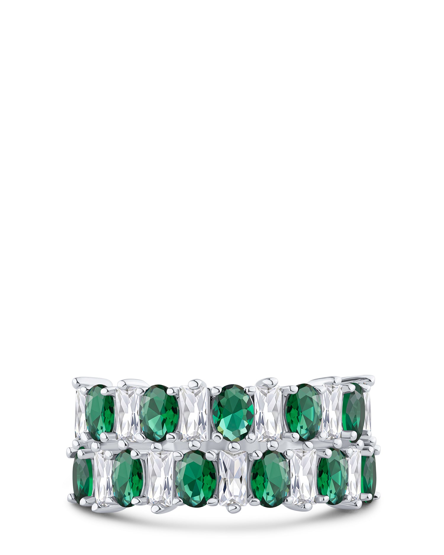Emerald CZ Multi-Row Band Ring