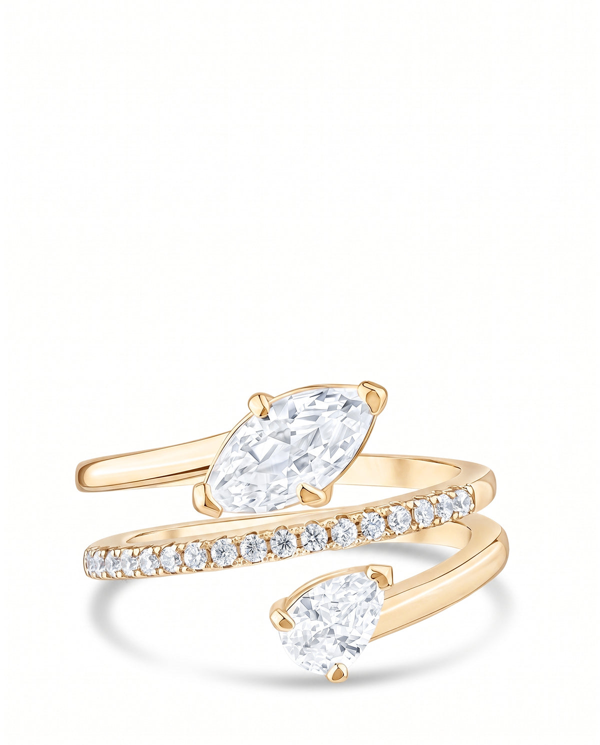 Mixed-Cut CZ Wrap Ring
