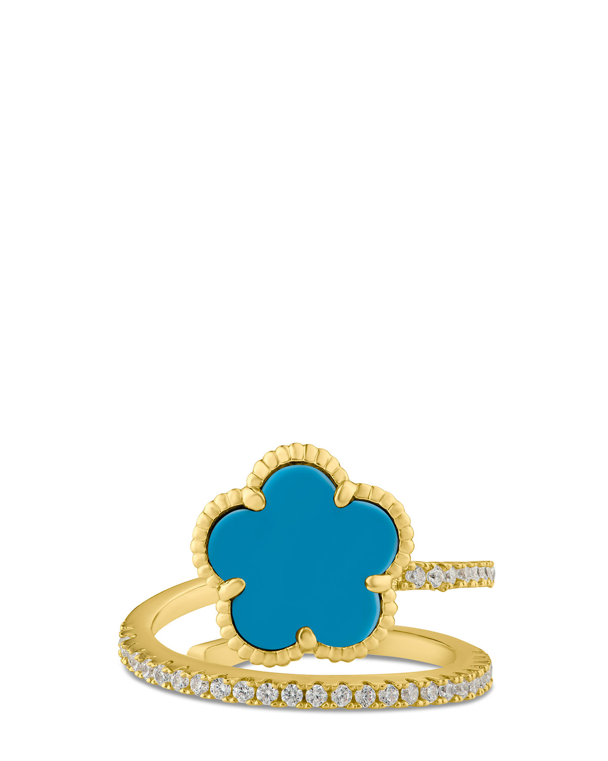 CZ and Clover Wrap Ring