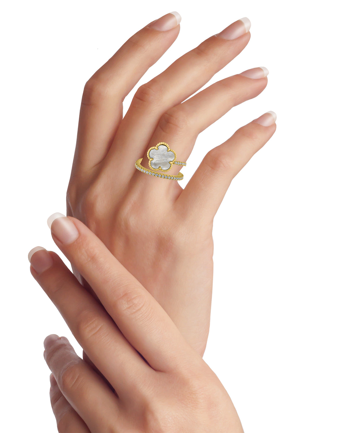 CZ and Clover Wrap Ring