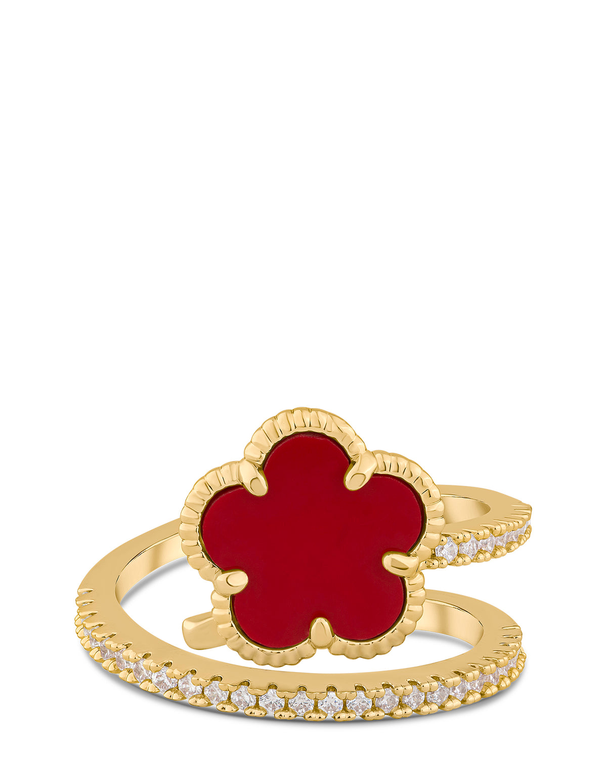 CZ and Clover Wrap Ring