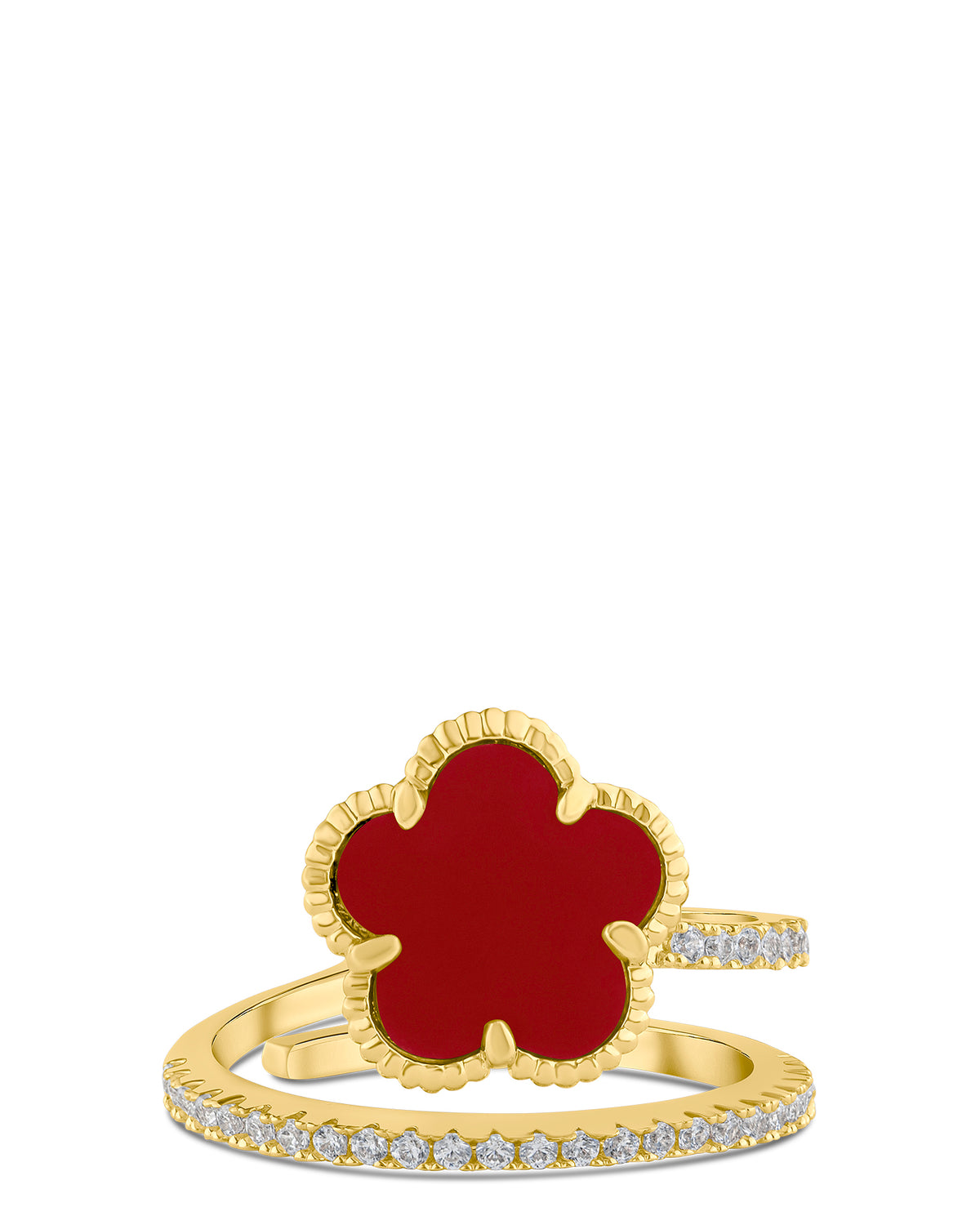 CZ and Clover Wrap Ring