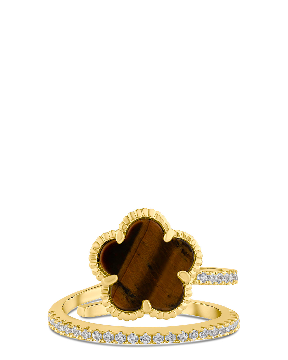 CZ and Clover Wrap Ring