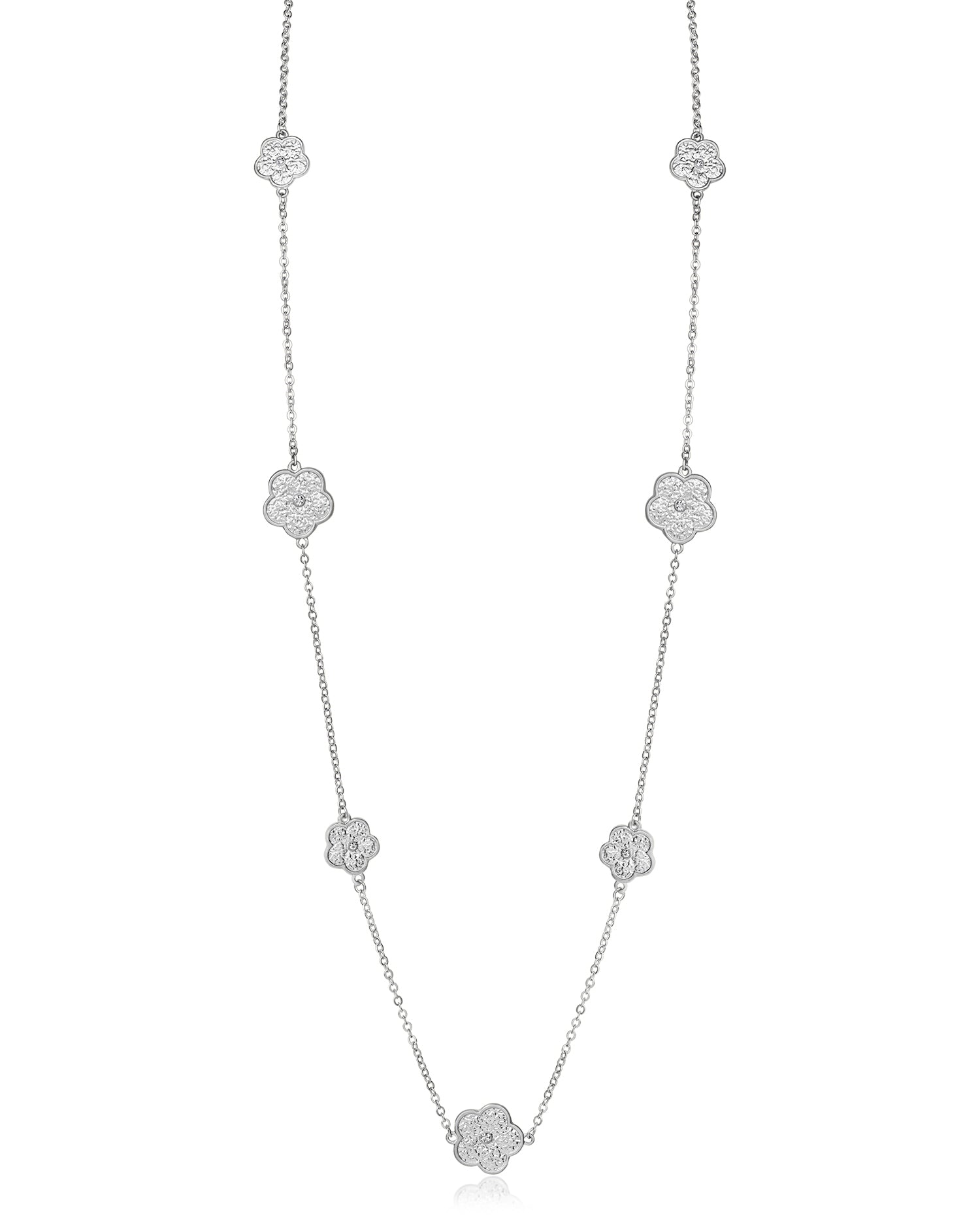 CZ Clover Station Necklace