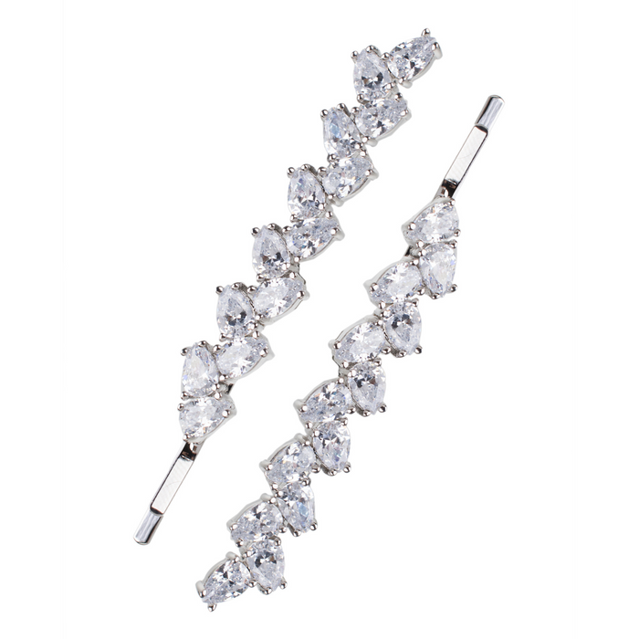Pear CZ Hair Pin Set
