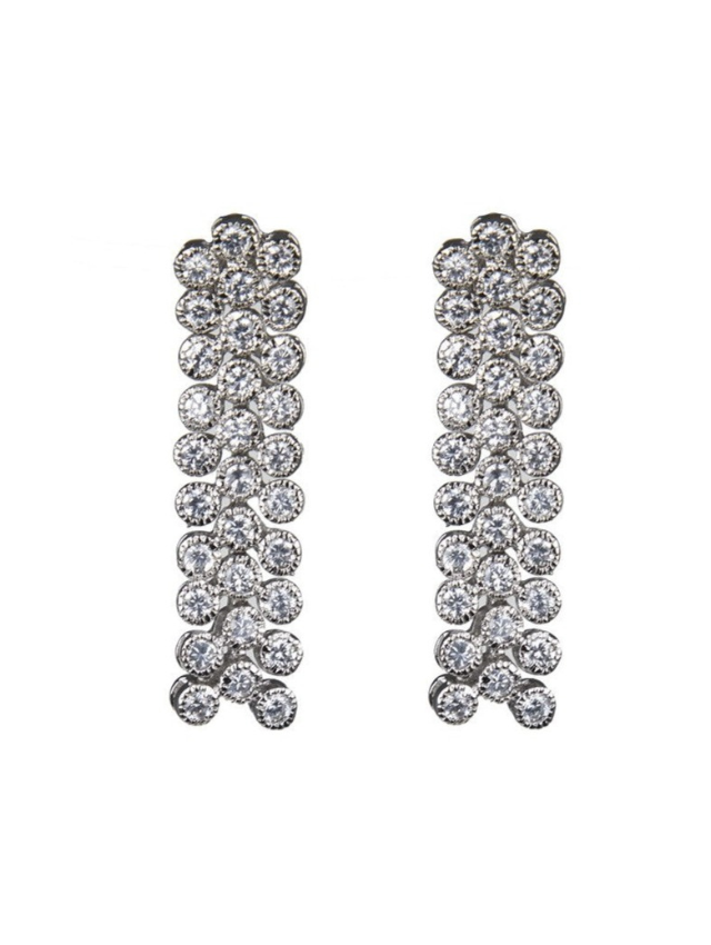 Triple Round CZ Bezel Drop Earring