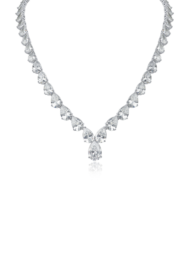 Pear CZ Statement Necklace