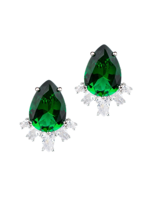 Grandes boucles d'oreilles CZ Poires vertes – CZ by Kenneth Jay Lane