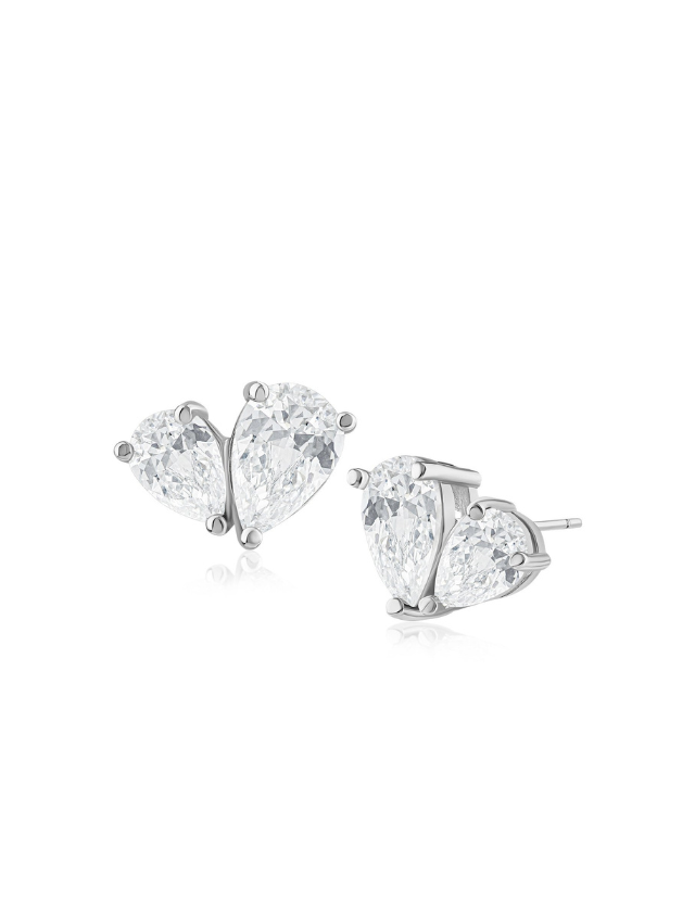 Double Pear CZ Earrings