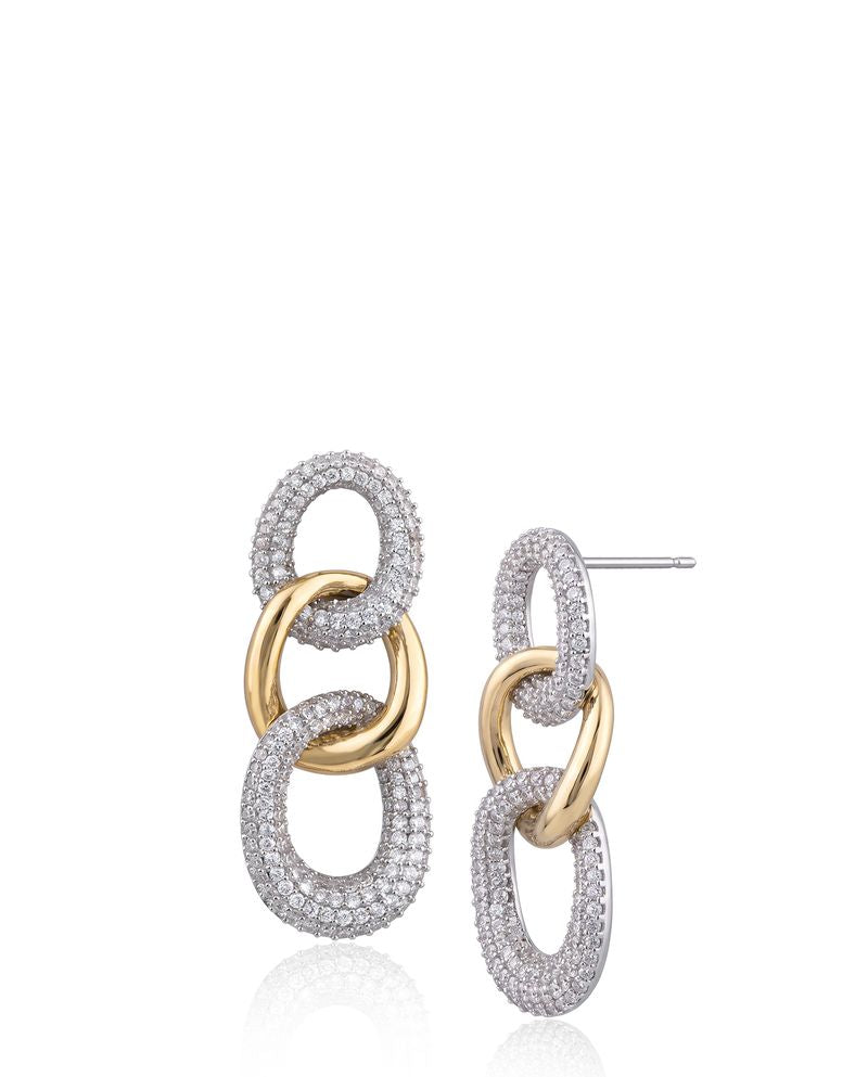 Two-Tone Pavé Link Drop Earrings