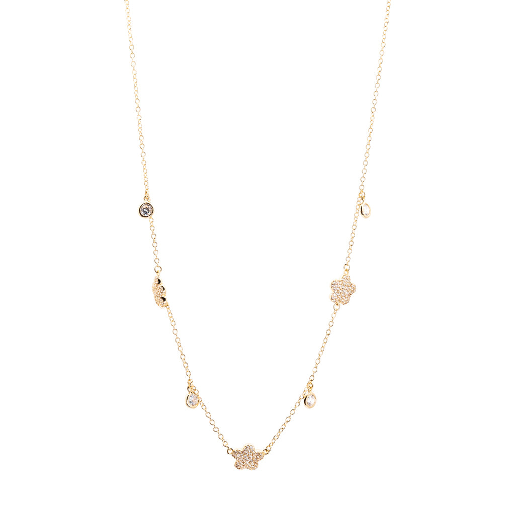 Pave Floral Clover Necklace