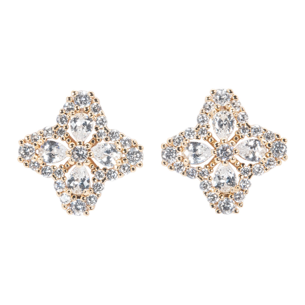 Multi Shaped Stone Clover Cluster Earrings
