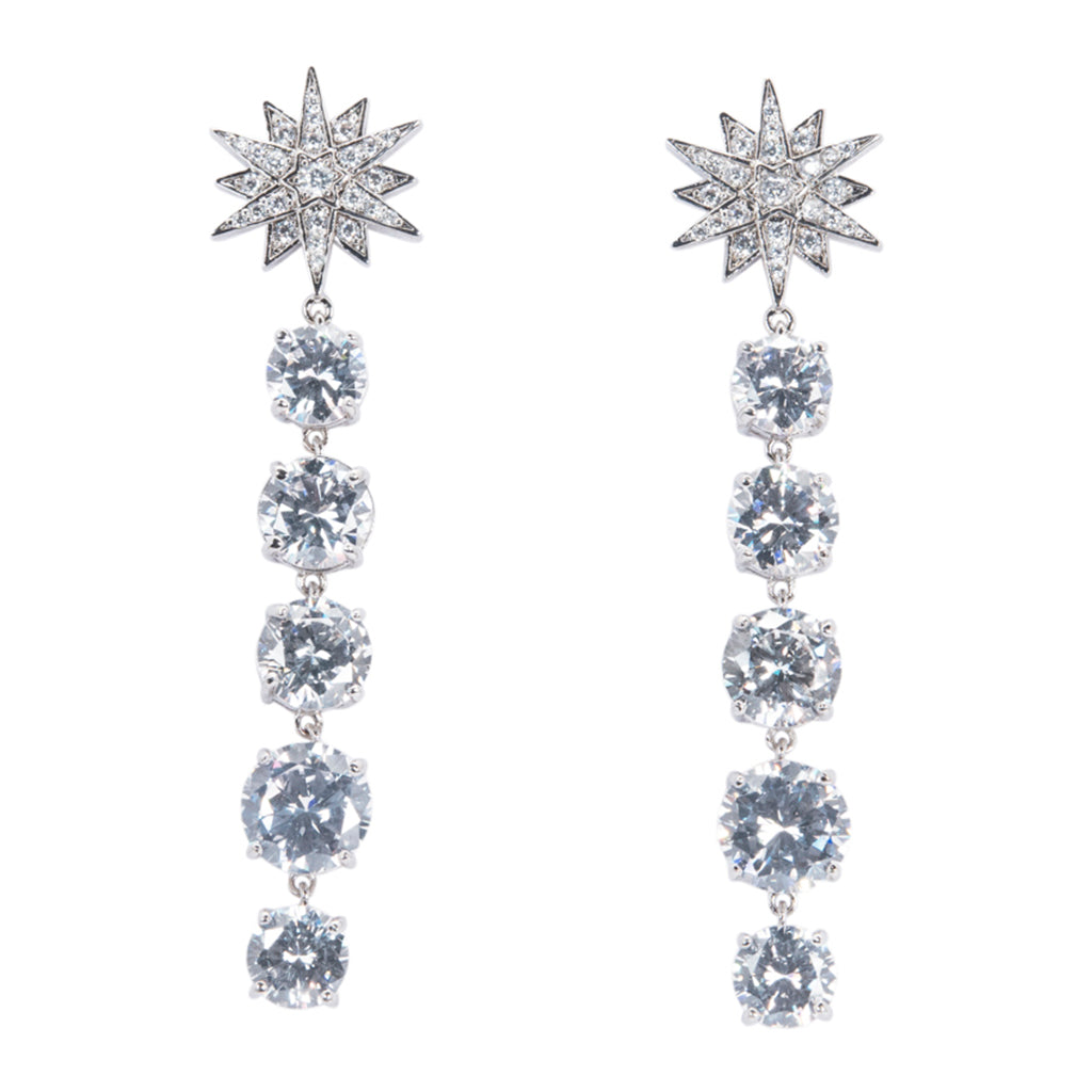Star Post and Linear Drop Earrings