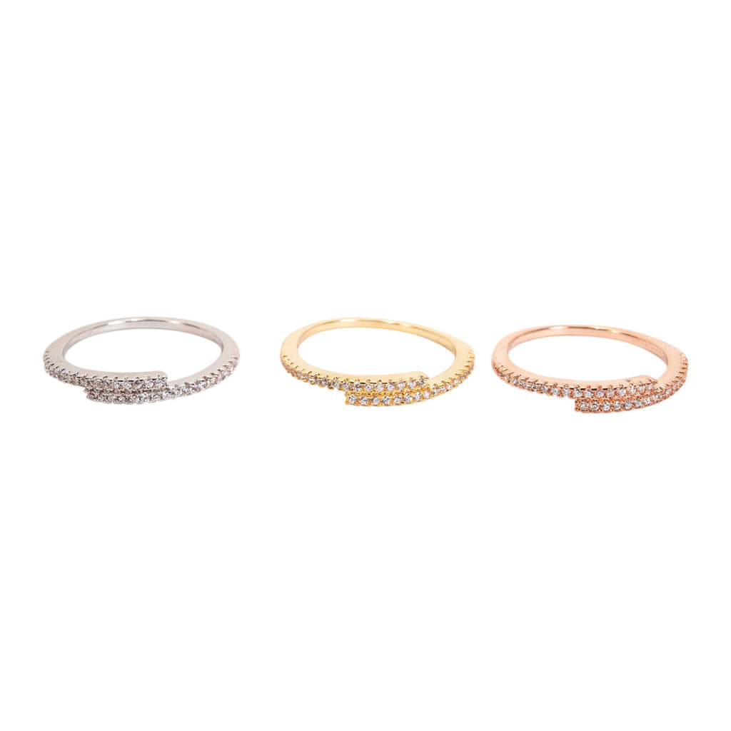 Three Tone Pave Stackable Bands