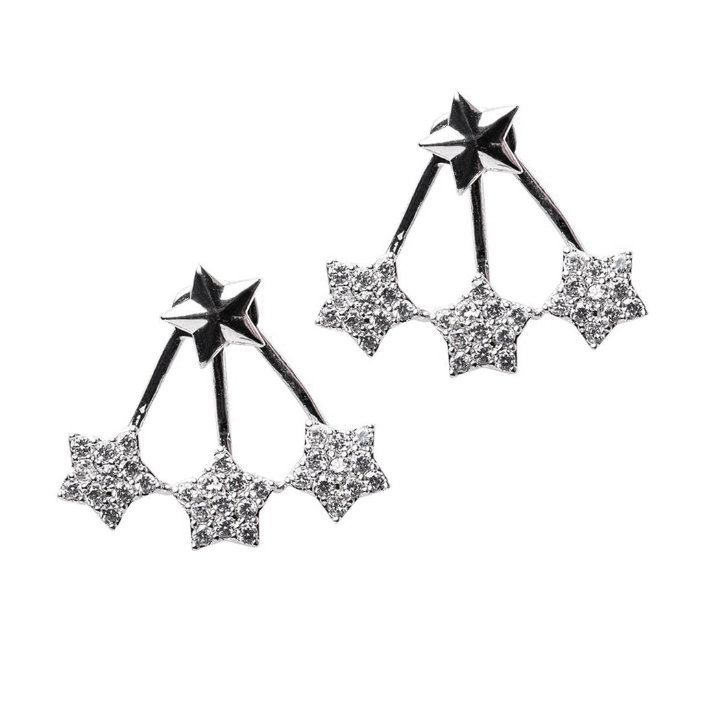 Triple Star Front to Back Earrings