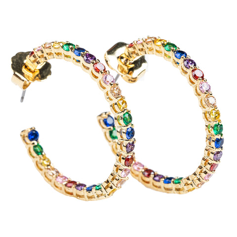 Singe CZ Hoop Earrings