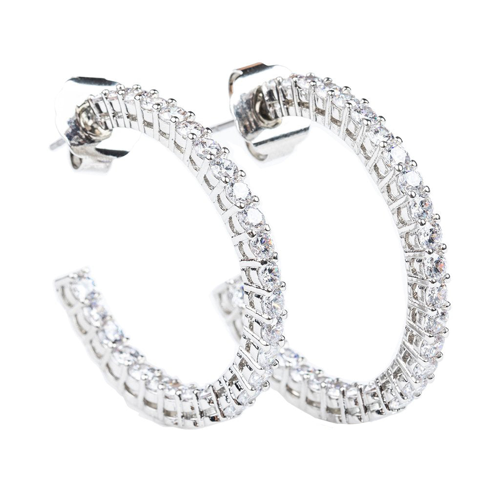 Inside Out Hoop Earrings Rhodium