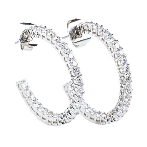 Singe CZ Hoop Earrings