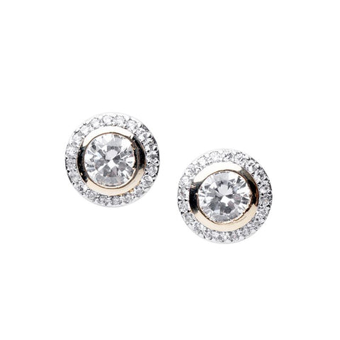 Sapphire Oval Halo Pierced Earrings