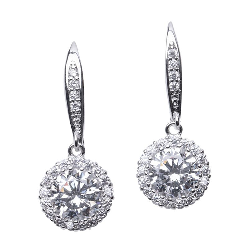 Round Halo Drop Earring