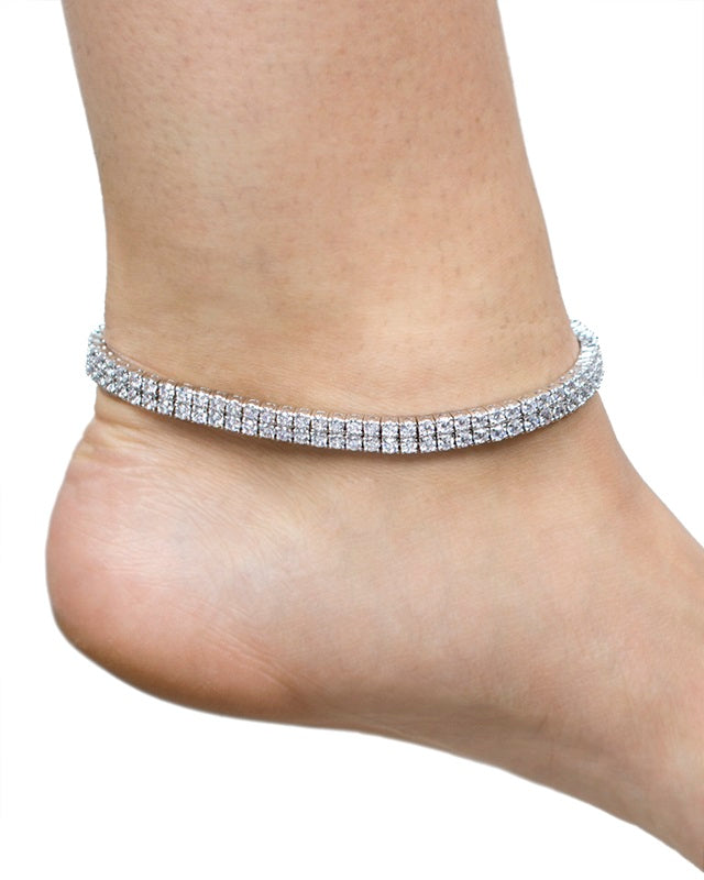 Round Double Row CZ Anklet