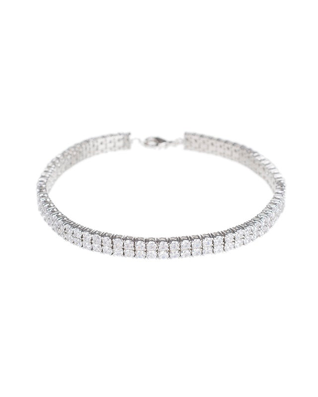 Round Double Row CZ Anklet