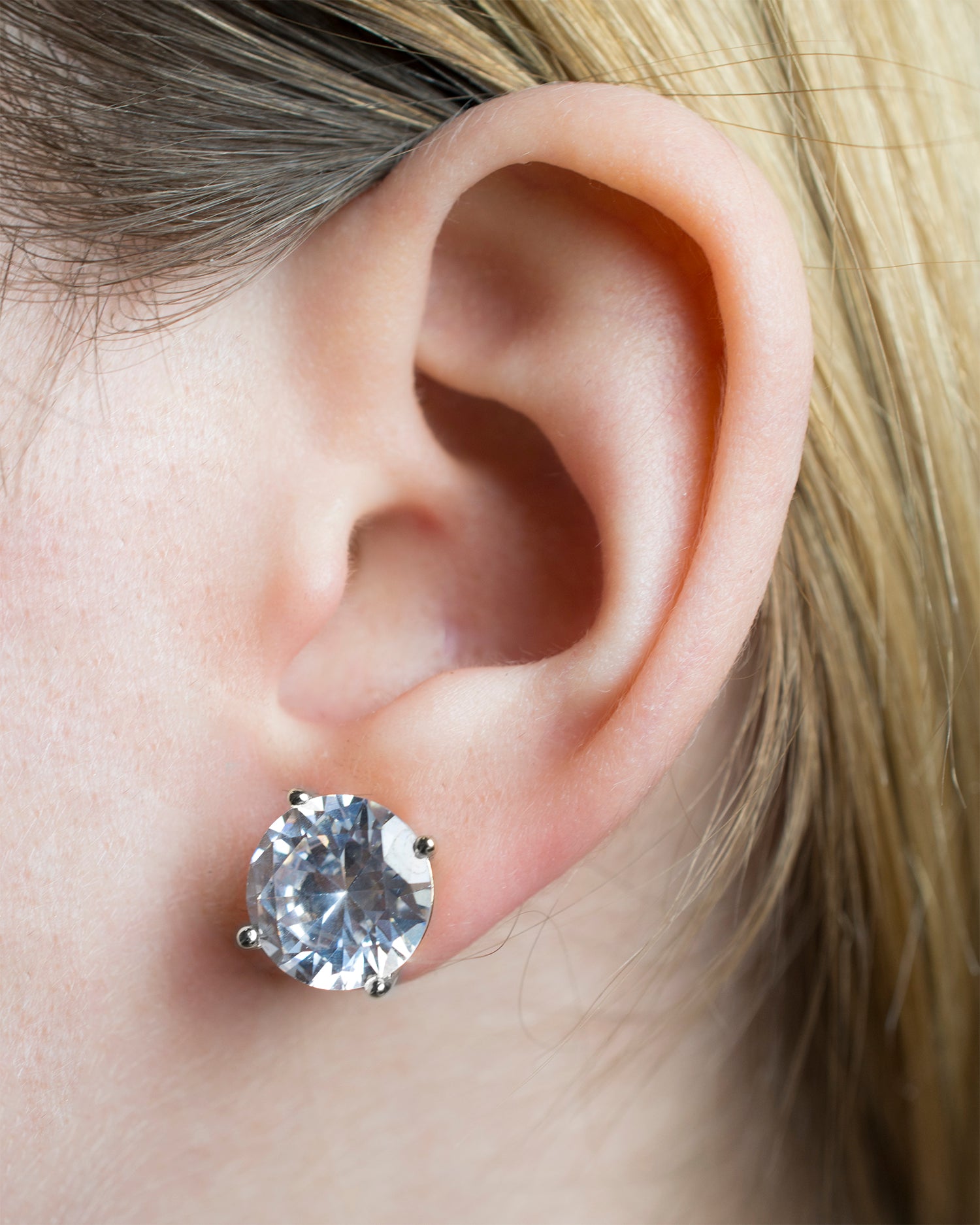 Large Round CZ Stud Earrings