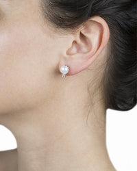 Freshwater Pearl and CZ Earrings