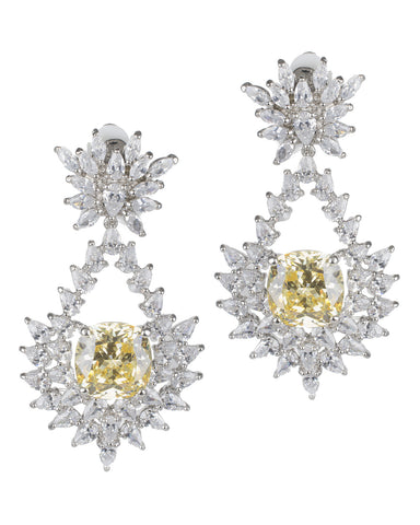 Canary CZ Pear Drop Earrings
