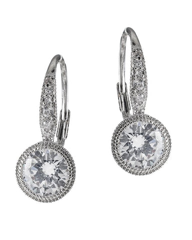 Rose Gold Plated Princess Cut Drop Pierced Earring
