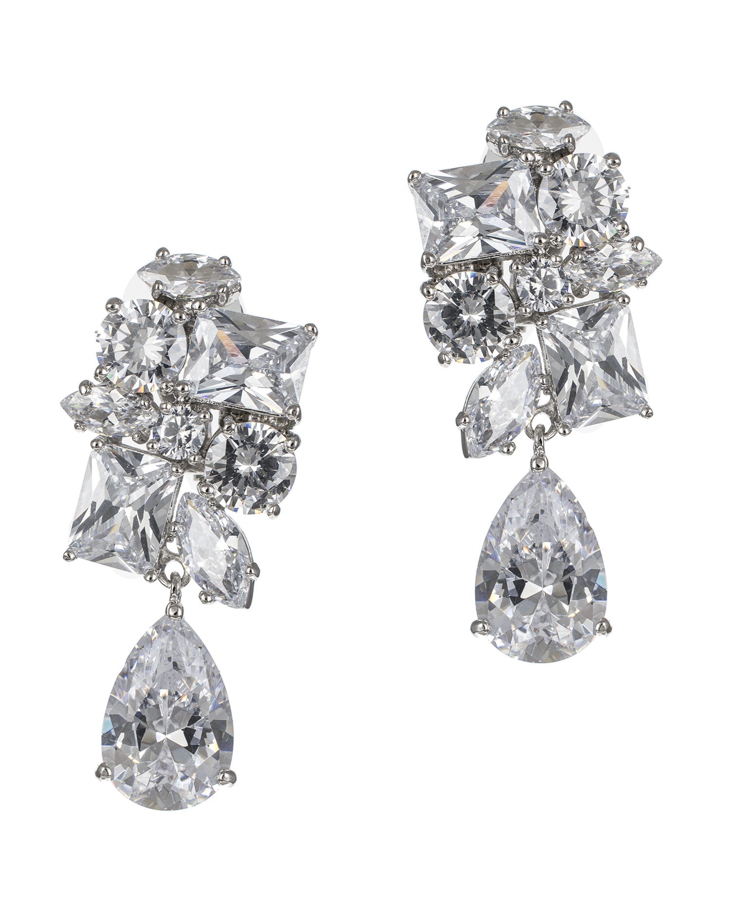 Cluster Drop Clip on Earrings