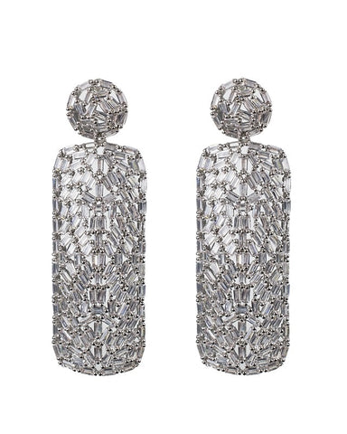 Pave Rectangle Drop Earrings