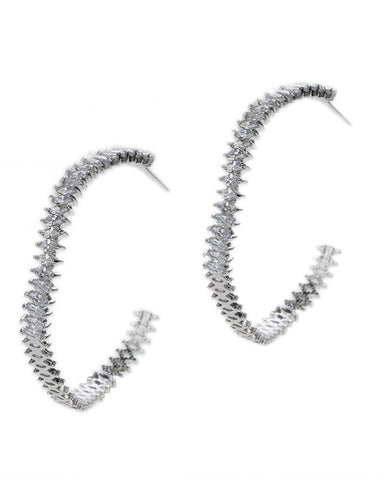 Singe CZ Hoop Earrings