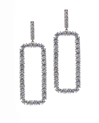 Pave Rectangle Drop Earrings