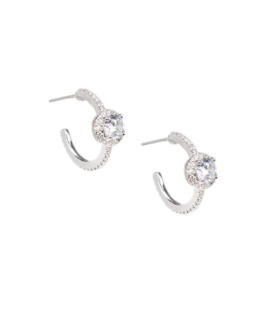 Singe CZ Hoop Earrings